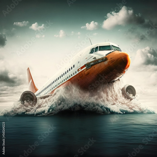 Flugzeug-Notwasserung, ai generated © Comofoto