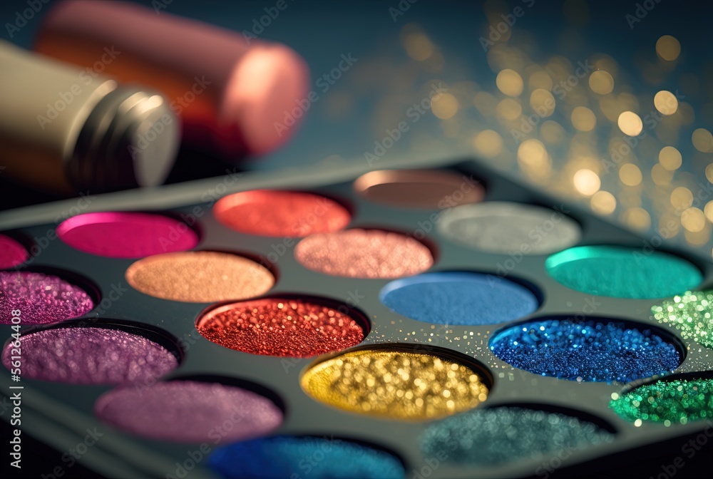close-up of cosmetic palette with glitter glow eyeshadow color
close-up of cosmetic palette with glitter glow eyeshadow color