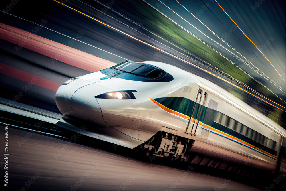 Colourful Shinkansen Japanese Bullet Train Generative AI Illustration