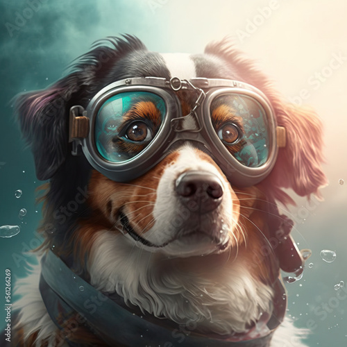 Hund mit Brille, ai generated photo