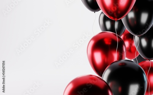 3D Red and black balloon background template. Suitable for greeting, banner, background