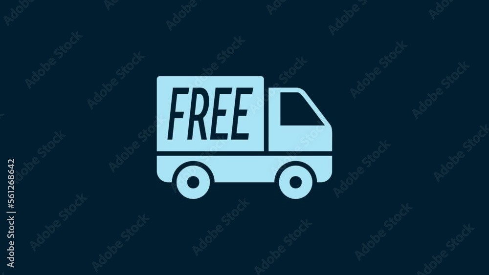 White Free delivery service icon isolated on blue background. Free shipping. 24 hour and fast delivery. 4K Video motion graphic animation White Free delivery service icon isolated on blue background. Free shipping. 24 hour and fast delivery. 4K Video motion graphic animation