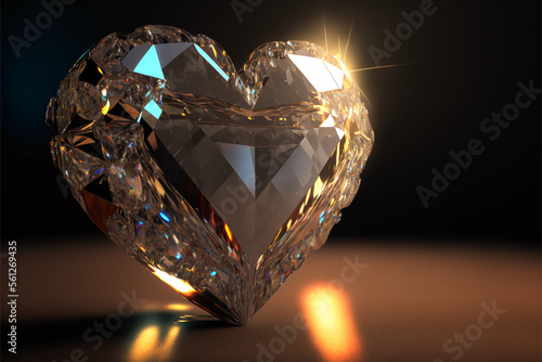 Shiny diamond heart Generative AI