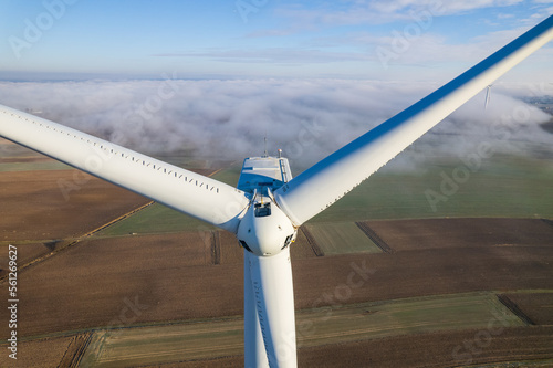 Aerial view of wind turbine