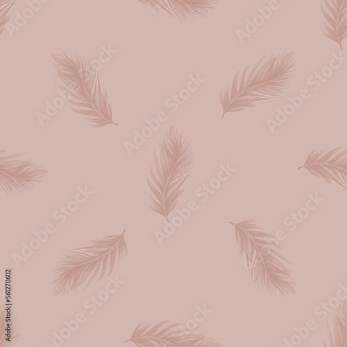 feathers seamless pattern. LIGHT pattern of feathers on a COCOA background © Анна Таранкова