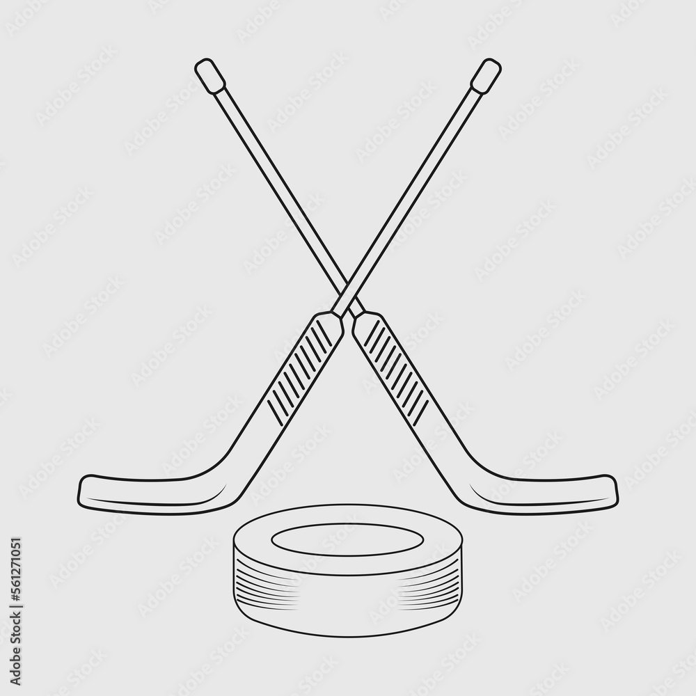 Hockey Puck Sticks Outline SVG Cut File, Puck Svg, Sticks Svg, Ice