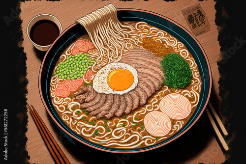 Popular ramen with pork bones in Kyushu. Generative AI photo