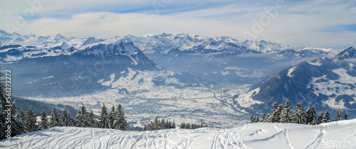 Panorama Sattel swiss alps winter wide