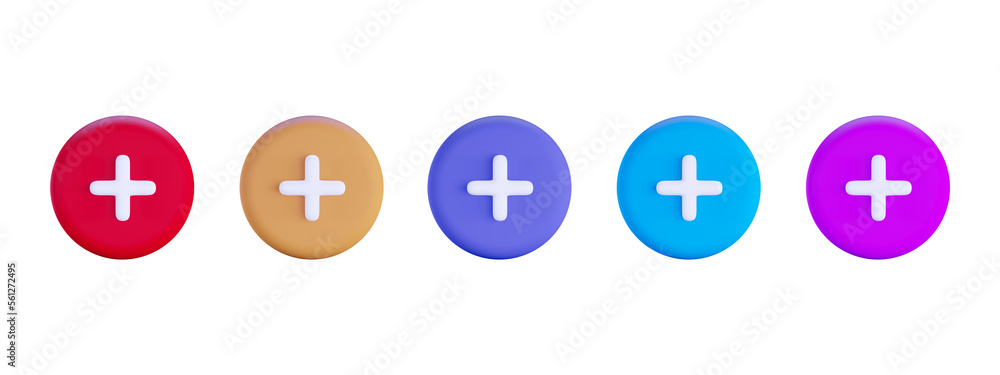 3d rendering plus sign cross symbol icon button ellipse shape collection - obrazy, fototapety, plakaty 