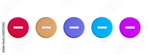 3d rendering negative sign minus symbol icon button ellipse shape collection