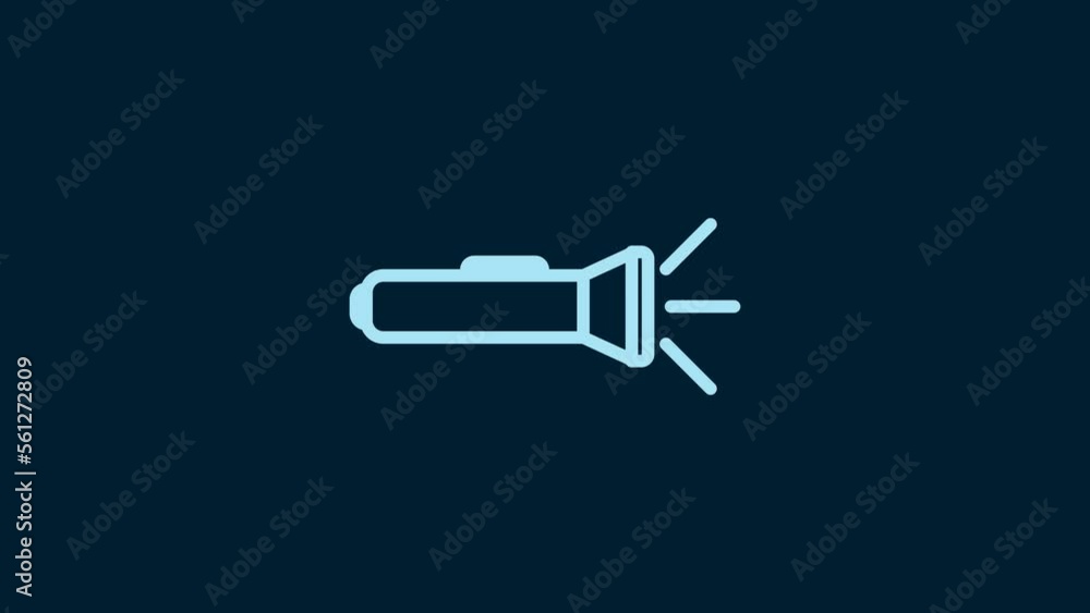 White Flashlight icon isolated on blue background. 4K Video motion graphic animation White Flashlight icon isolated on blue background. 4K Video motion graphic animation