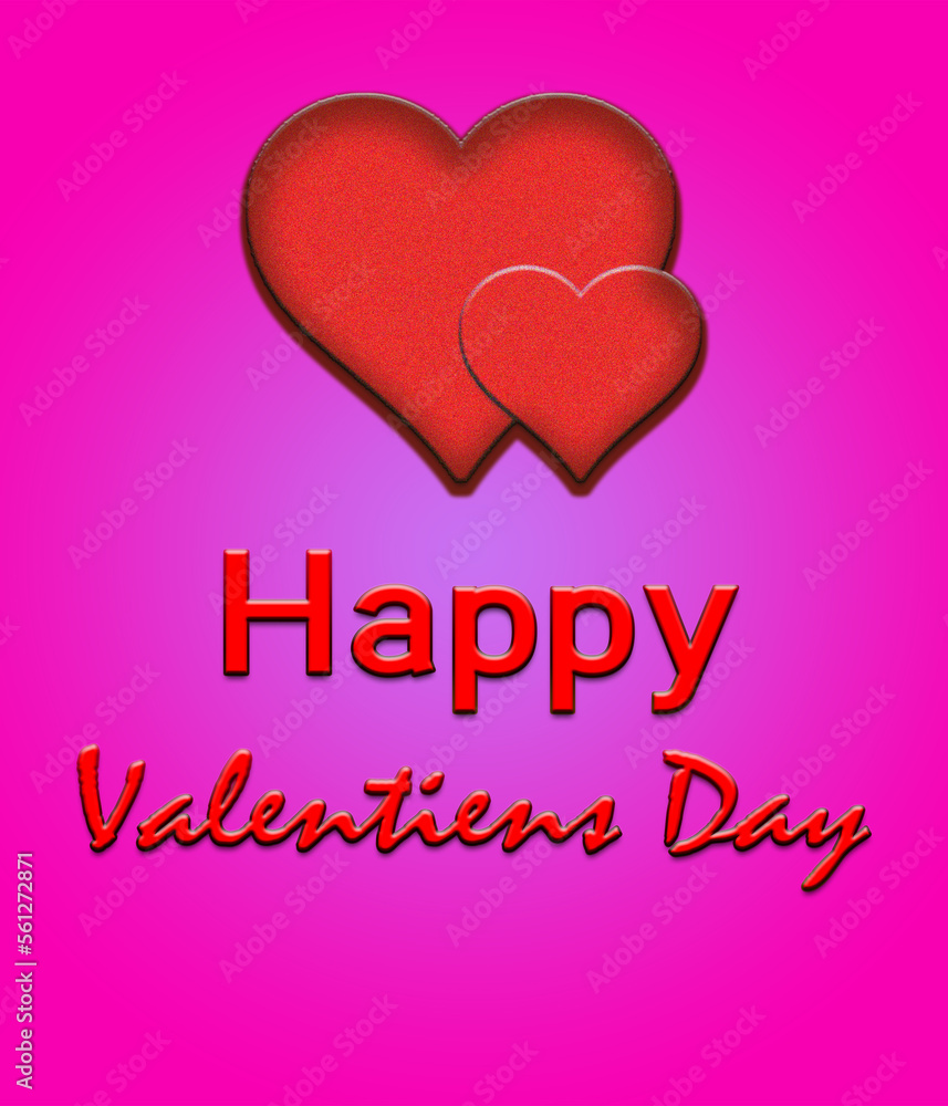 Happy Valentine's day pink background with beautiful paper cut 3d red hearts and rose for banner poster greeting card