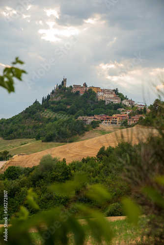 View of Peglio village in Marche region in Italy