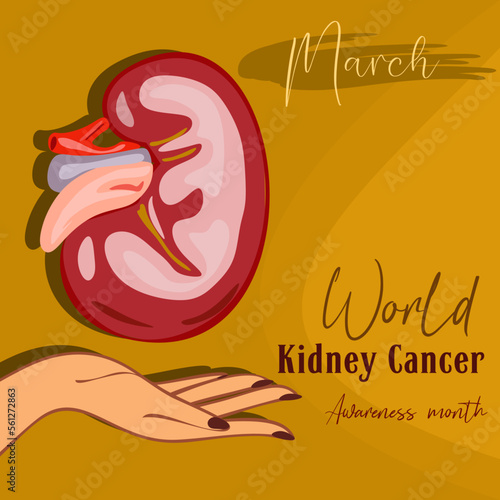 World Kidney Day Poster Or Banner. Kidney care and cancer awareness concept. Urology and nephrology vector design.