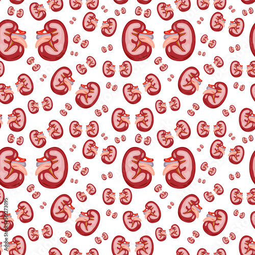 World Kidney Day Seamless Pattern. Kidney care and cancer awareness concept. Urology and nephrology vector design.