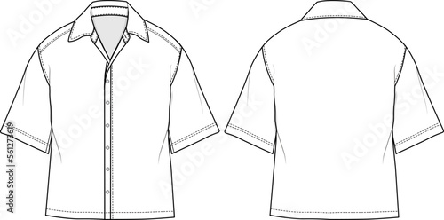 MEN AND BOYS WEAR BOXY SHIRT FRONT AND BACK FASHION FLAT DESIGN VECTOR