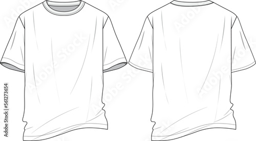 MEN AND BOYS WEAR BAGGY TEE SHIRT FRONT AND BACK FASHION FLAT DESIGN VECTOR