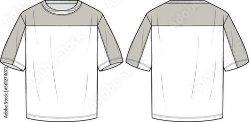 MEN AND BOYS WEAR BAGGY TEE SHIRT FRONT AND BACK FASHION FLAT DESIGN VECTOR