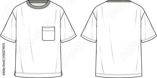 MEN AND BOYS WEAR T SHIRT WITH FRONT POCKET FASHION FLAT DESIGN VECTOR