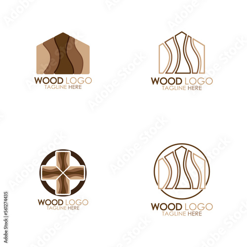 wood logo template icon illustration design vector, used for wood factories, wood plantations, log processing, wood furniture, wood warehouses with a modern minimalist concept