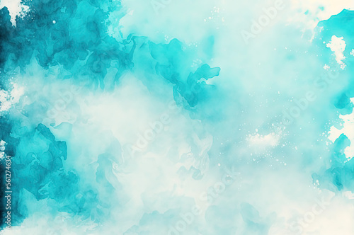 Abstract blue background, watercolor paint texture. Generative AI. 