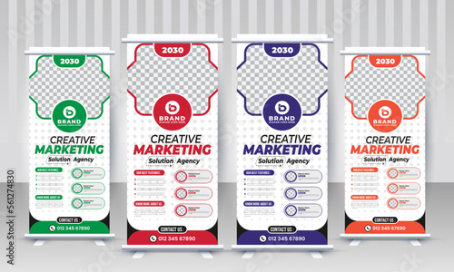 Creative corporate business agency standee x rollup pullup signage retractable banner design vector template for branding and marketing