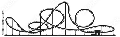 Fototapeta Naklejka Na Ścianę i Meble -  Amusement park railroad track icon. Roller coaster ride