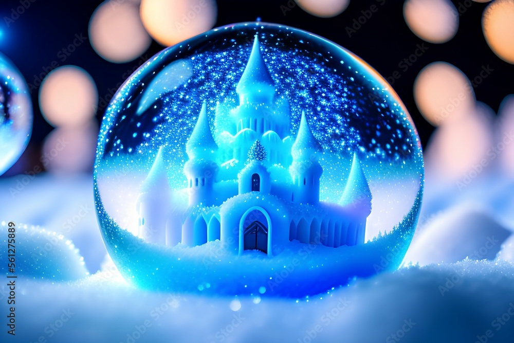 Generative AI for a Transparent Snow Globe with a Snow Castle Inside ...