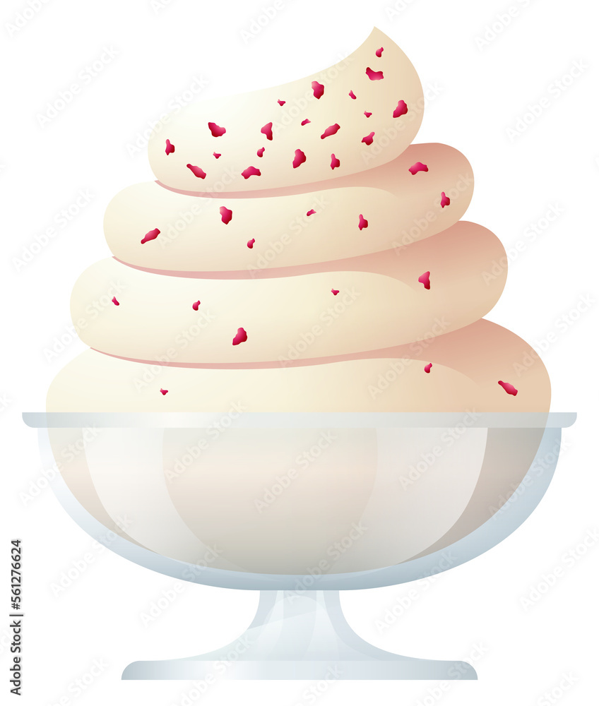 Sundae icon. Cartoon soft ice cream in glass Sundae icon. Cartoon soft ice cream in glass