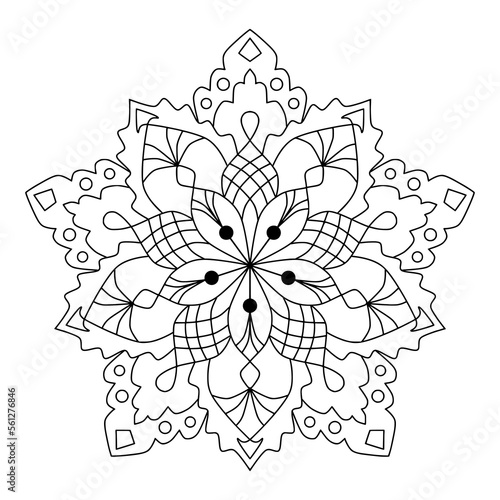 Mandala Shape for Coloring Book. For Beginner, seniors and children. Hand Draw. Vector Mandala. Floral. Flower. Oriental. Book Page. Decoration in ethnic oriental. Outline.