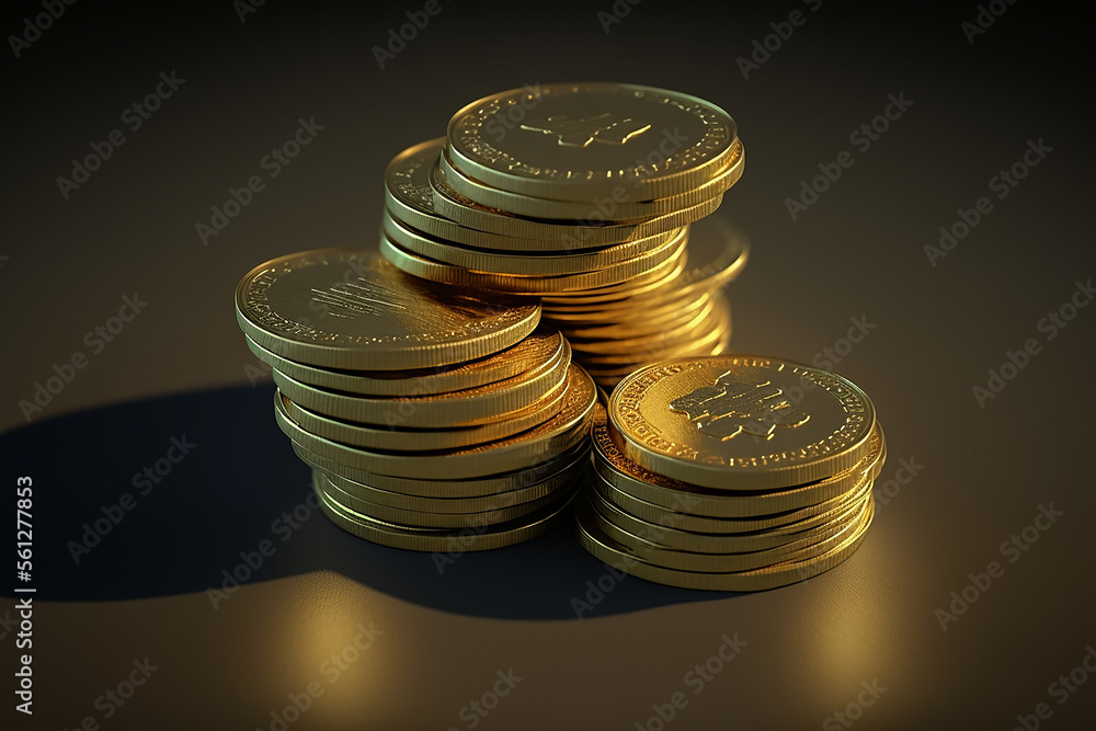 Golden coins. Created with generative Ai technology. Golden coins. Created with generative Ai technology.