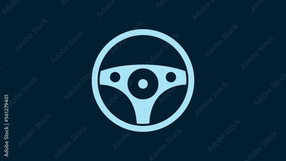 White Steering wheel icon isolated on blue background. Car wheel icon. 4K Video motion graphic animation White Steering wheel icon isolated on blue background. Car wheel icon. 4K Video motion graphic animation