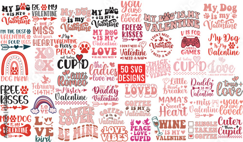 Best Valentine's Day SVG Bundle Cut Files -valentine's day SVG, Vector Design, valentine's day SVG File, valentine's day Shirt SVG, valentine's day mug SVG, Retro valentine's day SVG