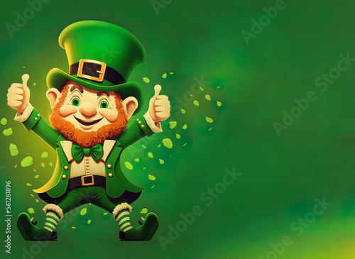 Leprechaun, St. Patrick´s day, Irland, irish, tradition, celebration. Copy space. Illustration, generative aert photo