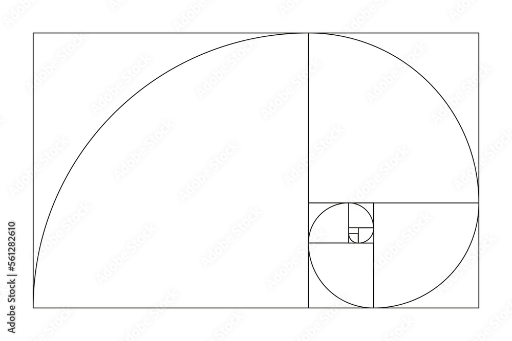 Golden ratio template. Fibonacci array, numbers. Golden proportions ...