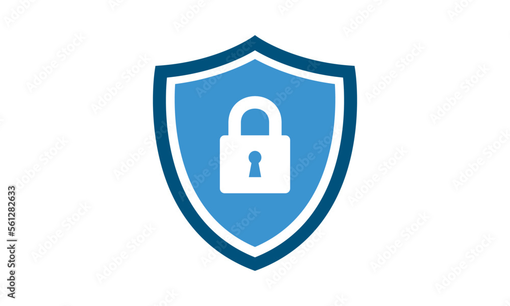 Secure internet icon. Protective shield sign digital security with the image of a padlock. Symbol security protection web. Vector illustration. - obrazy, fototapety, plakaty 
