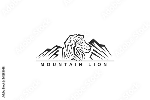 mountain and lion logo design