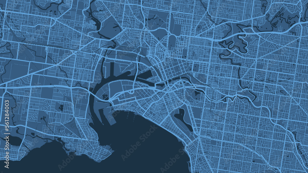 Fototapeta premium Detailed map of Melbourne city, linear print map. Cityscape panorama.