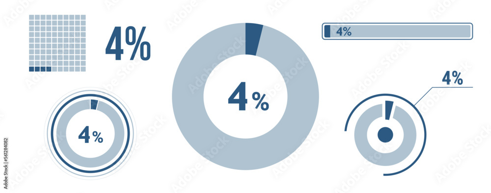 4 Percentage Infographic Set Four Circle Diagram Pie Donut Chart 4 Percentage Infographic Set Four Circle Diagram Pie Donut Chart