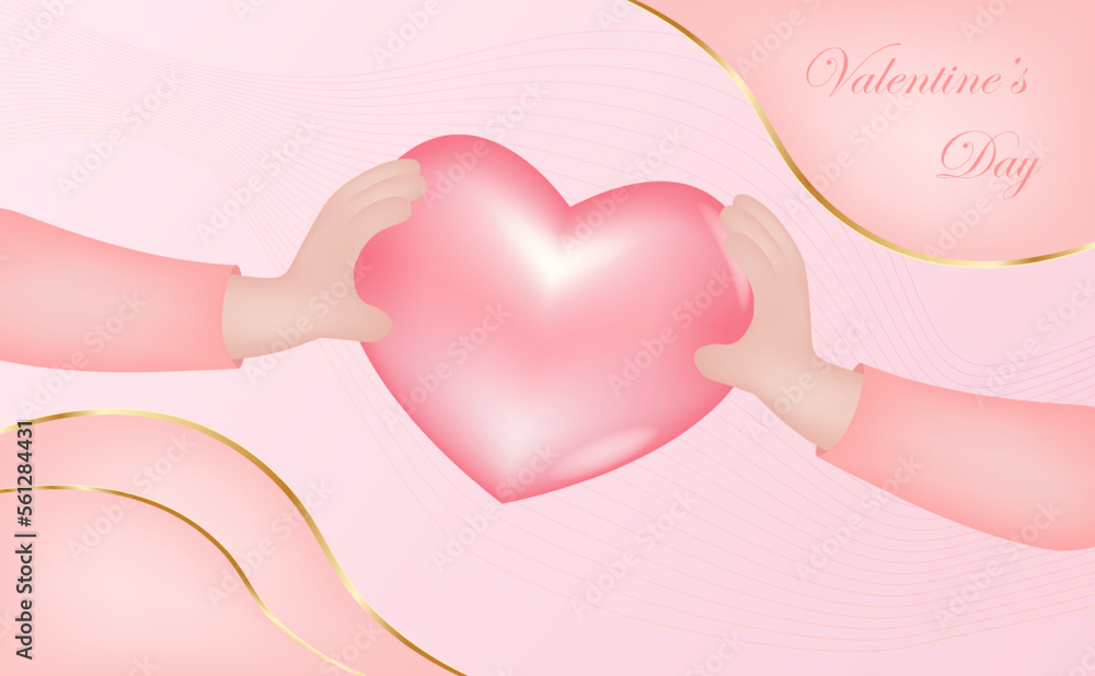 Love and Valentine's Day heart of hand pink color of vector.