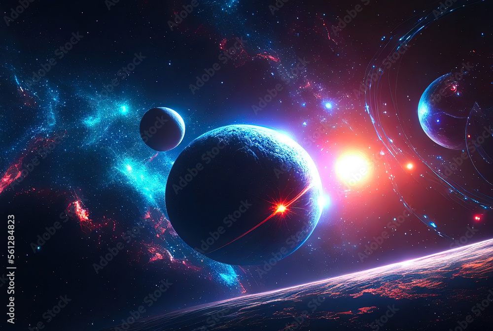 Obraz premium cosmic landscape with intelligence and stars