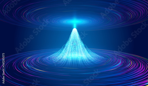 Fotografie Color spiral swirls rising from the beam of technology energy concept background