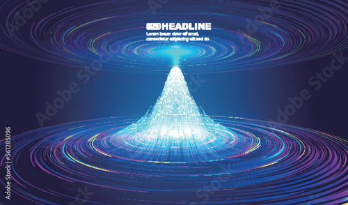 Color spiral swirls rising from the beam of technology energy concept background