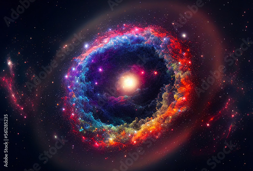 abstract background of outer space with ultra bright stars and comets on the theme of explosions and life in space