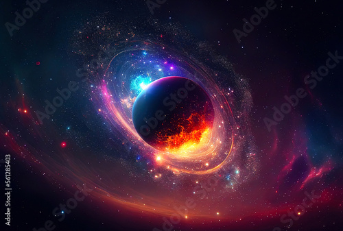 abstract illustration of the cosmos on the theme of the origin of life in the universe with stars  comets and nebulae