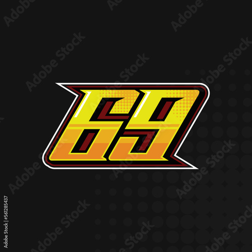 Race Number 69 logo design vector