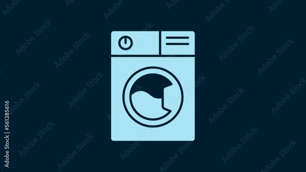 White Washer icon isolated on blue background. Washing machine icon. Clothes washer - laundry machine. Home appliance symbol. 4K Video motion graphic animation White Washer icon isolated on blue background. Washing machine icon. Clothes washer - laundry machine. Home appliance symbol. 4K Video motion graphic animation