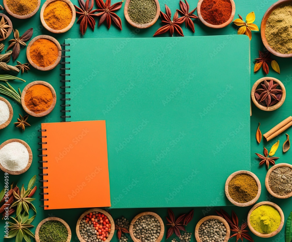 various spices and herbs on a black background. top view. various spices and herbs on a black background. top view.