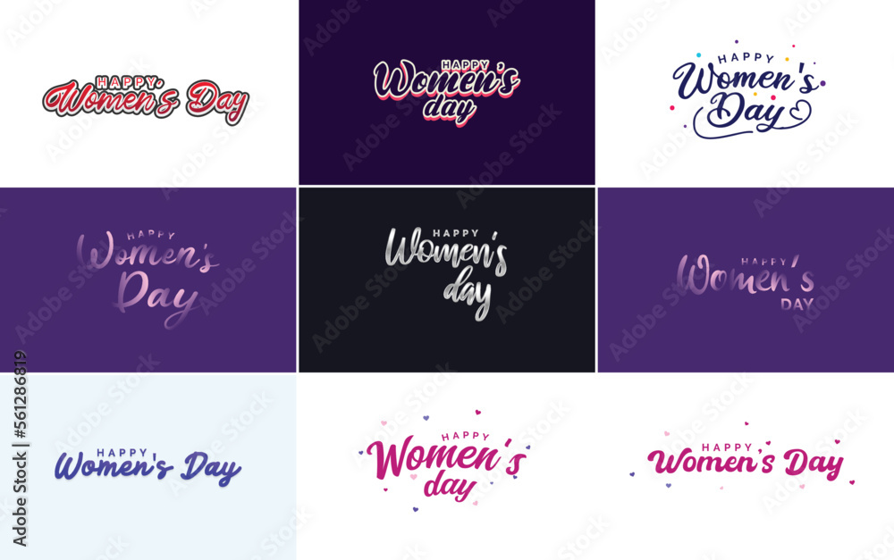 Abstract Happy Women's Day logo with a love vector design in pink. red. and black colors