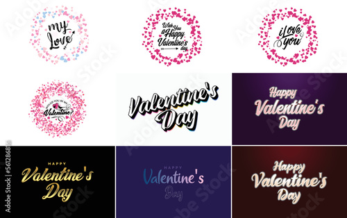 Happy Valentine's Day typography poster with handwritten calligraphy text. isolated on white background vector illustration © Muhammad